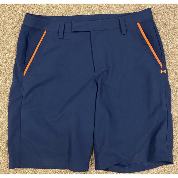 Under Armour Golf Shorts Navy Orange Performance Stretch 1248085‎ Mens Size 36 - Picture 1 of 7